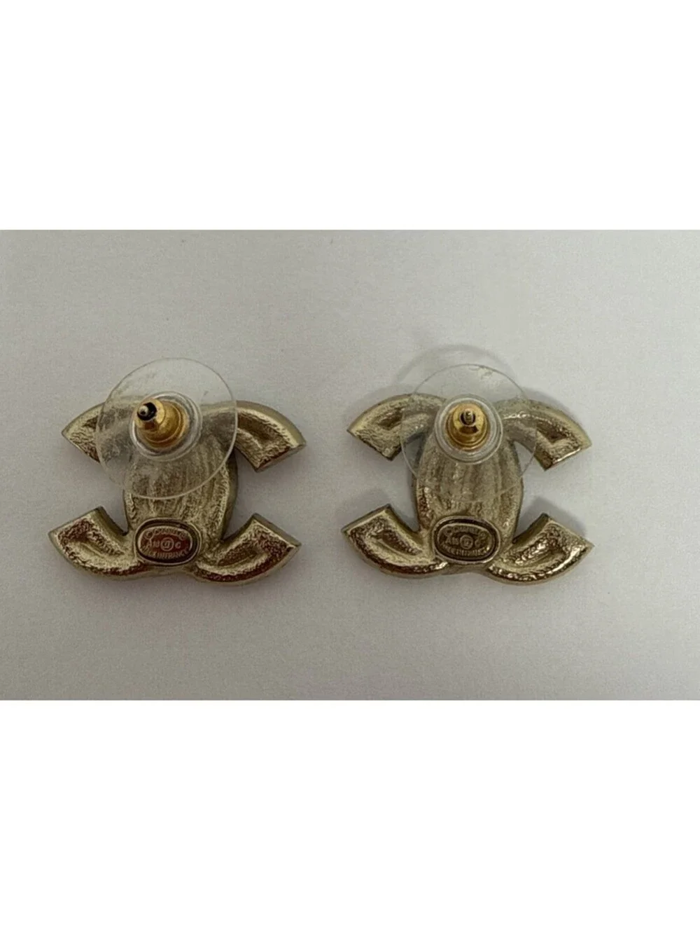 CHANEL Double CC Crystal Logo Earrings   Gold Tone ( No Box)